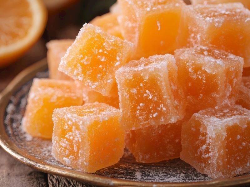 Portakal lokumu - portakal kabuğu rendesiyle zenginleştirilmiş turunç aromalı lokum